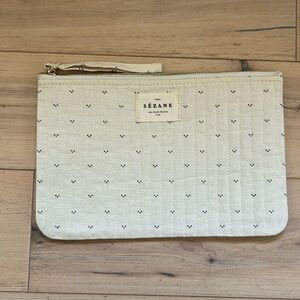 Sezane 100% cotton pouch/ wristlet with strap (brand new)